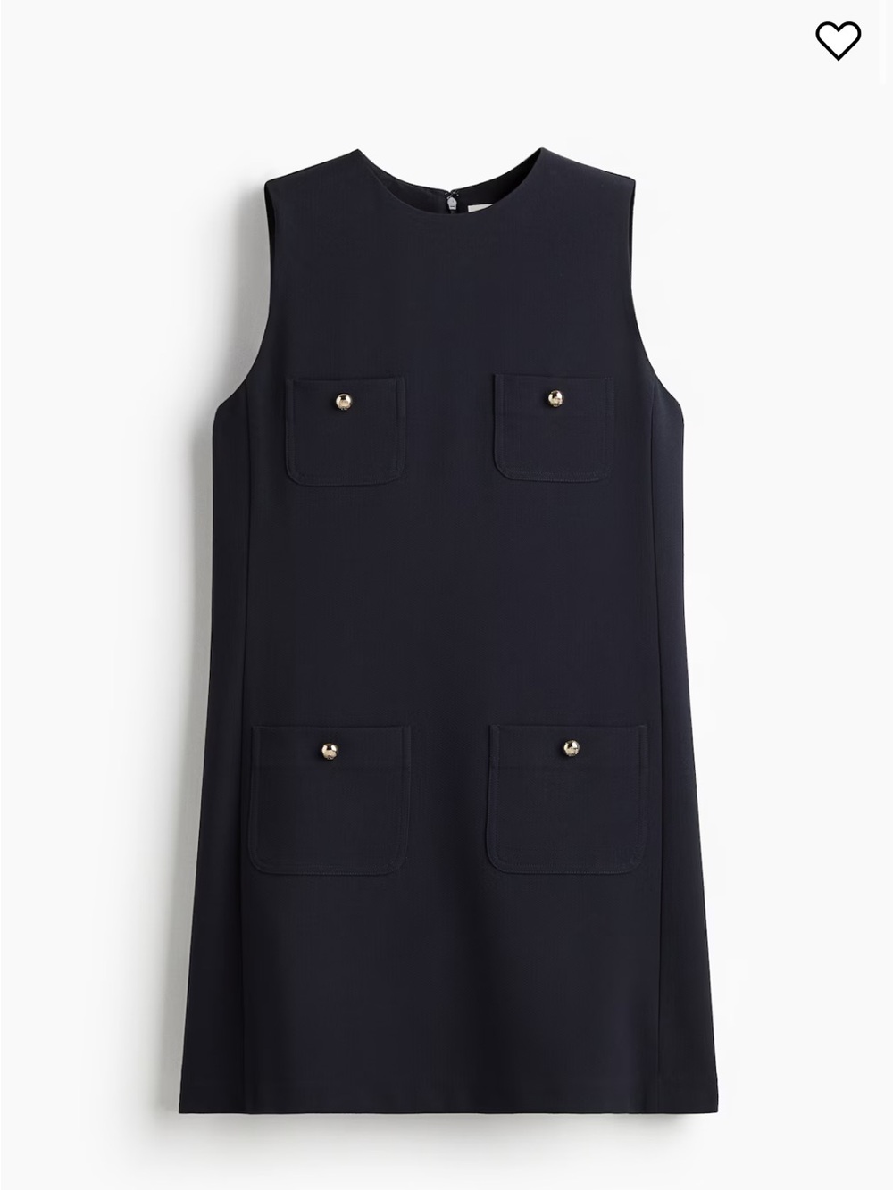 H&M Navy Sleeveless Shift Dress with Gold-Tone Buttons